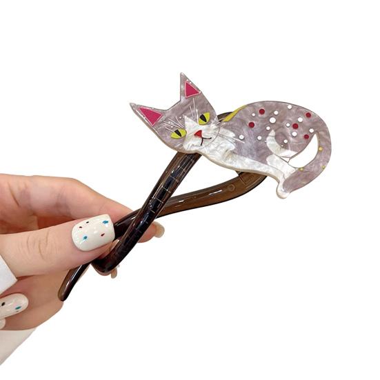 Hairpin Faux Pearls Cat Puppy Shape Hair Claw Back Head Hair Clip Acrylic Hair Styling Tool