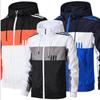 Spring and Autumn Men's and Women's Jackets Color-blocking Three-bar Regular Long-Sleeve Casual Hooded Collar Jacket