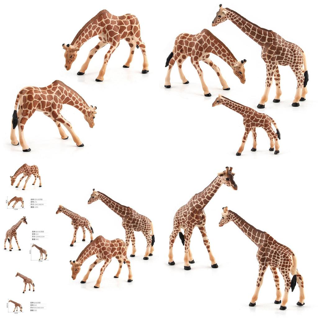 Realistic Pvc Giraffe Family Models For Collectors And Decor Featuring Three Unique Styles
