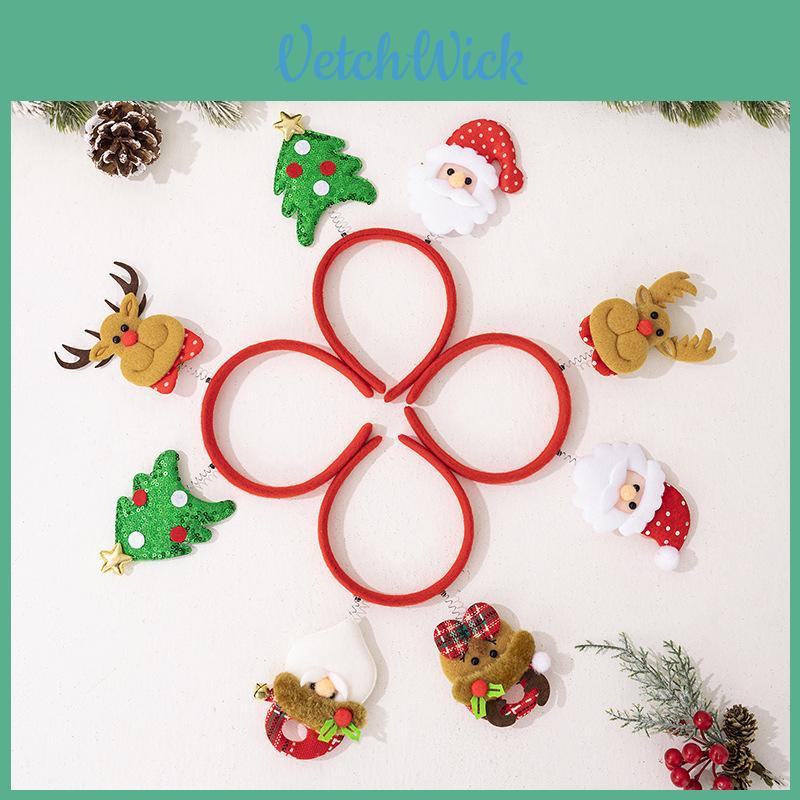 Christmas Cartoon Headbands Set With Reindeer And Santa Claus For Holiday Party Decor