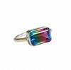 Watermelon Tourmaline Ring, 925 Solid Silver, Statement Ring, Tourmaline Quartz Ring, Emerald Cut Shape, Gift for Her, Birthstone Ring