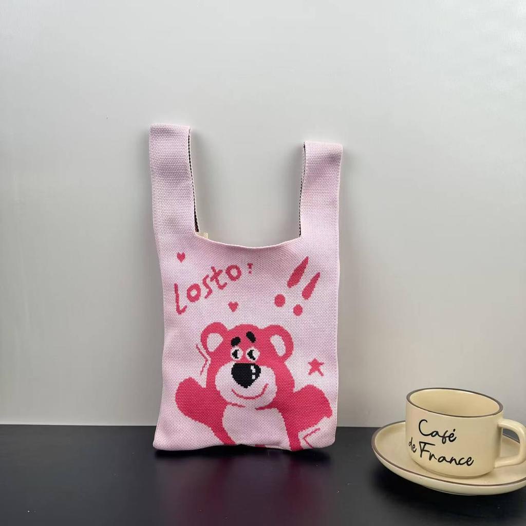 Knitted bag female animal tote bag cute souvenir snack bag versatile vest bag bucket woven gift bag