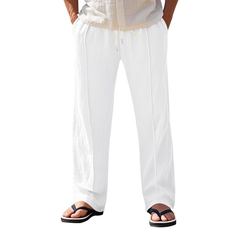 Linen Breathable Wide-legged Trousers Men's Models Summer and Autumn Thin Section Loose Sports Loose Straight Casual Trousers Male