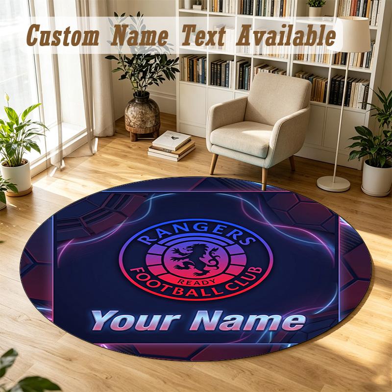 Round Rug Custom NameRangers FC Pattern Non Slip Carpet Home Floor Decor