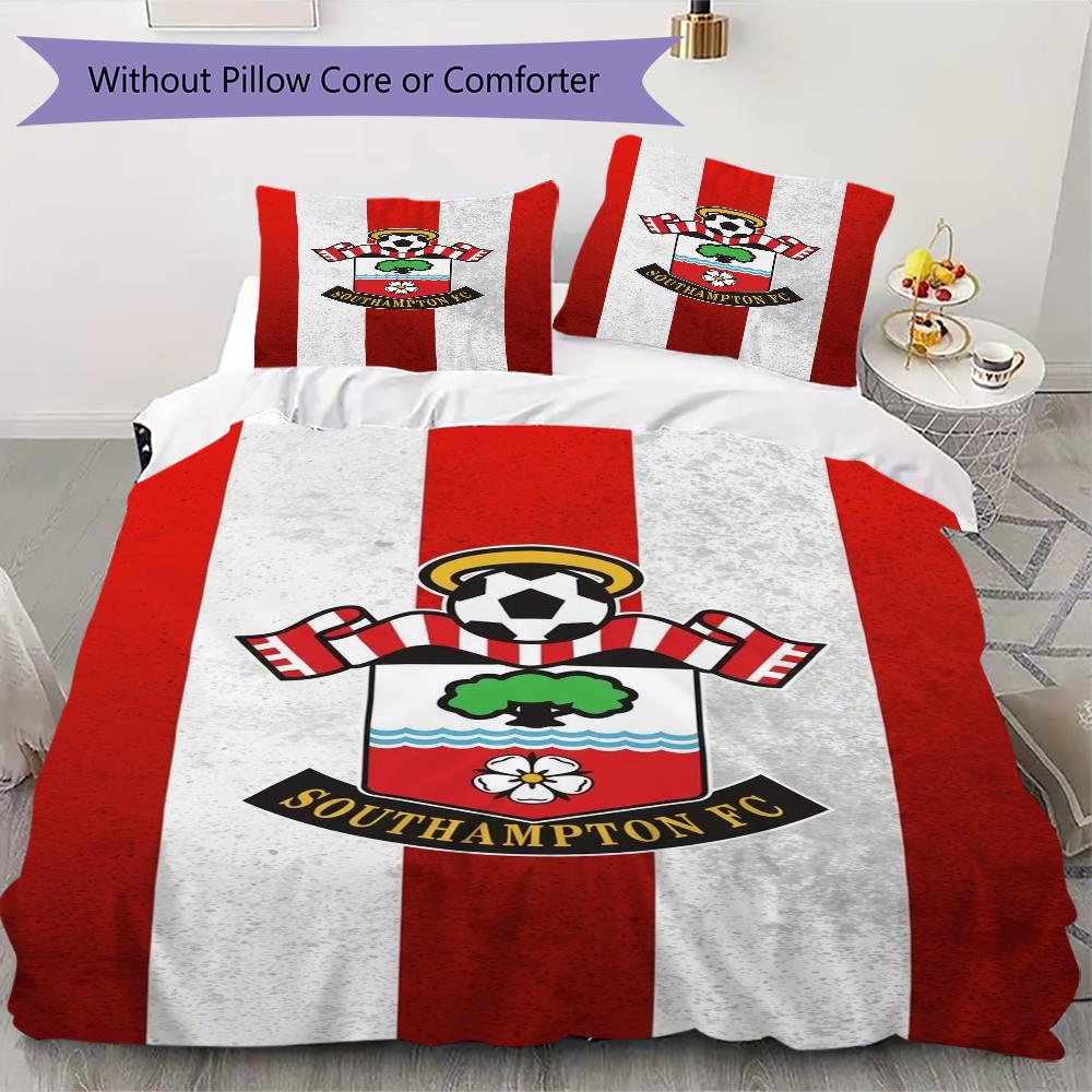 Southampton FC Pattern Bedding uilt Set uilt Cover Pillowcase Home Decoration Birthday Gift (1 * duvet cover + 2 * pillowcase without core)