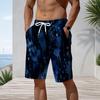 Men s Blue Ink Splatter Print Beach Shorts Quick Dry Drawstring Casual Shorts With Pockets For Summer Swimming Surfing