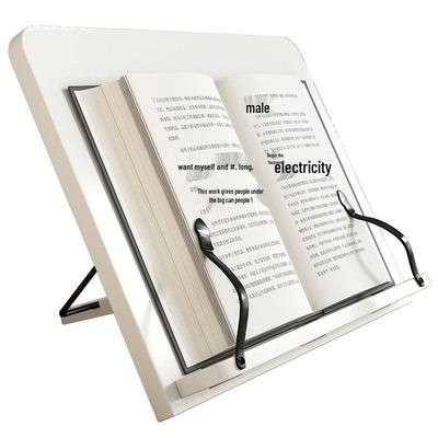 Wooden Book and Computer Stand for Desktop - Adjustable Reading Holder with Clip