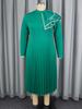Women's Plus Size Ruffle Hem Long Sleeve Formal Gown with Stand Collar