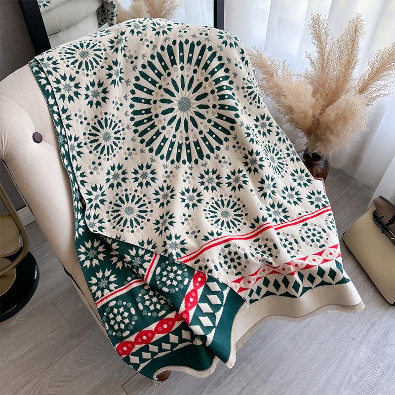 Autumn And Winter Scarf Women'S Cashmere Double-Sided Dual-Purpose High-Grade Texture Shawl Air Conditioner Warm Wool Scarf
