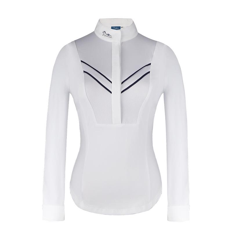 Equestrian Long-Sleeved Competition Top for Horse Riding and Tack Grading 150 белый