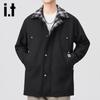 Izzue Men's American Style Mid-Length Lapel Casual Windbreaker Jacket