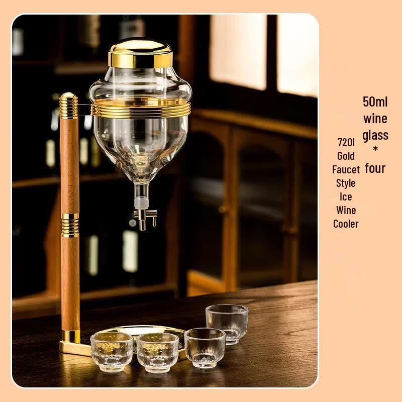 Qiwei Japanese Glass Cold Sake Decanter Set with Faucet