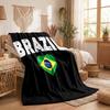 Brazil National Football Team Print Flannel Blanket Soft Warm Sofa Bed Throw Blanket For Home Office Bedroom