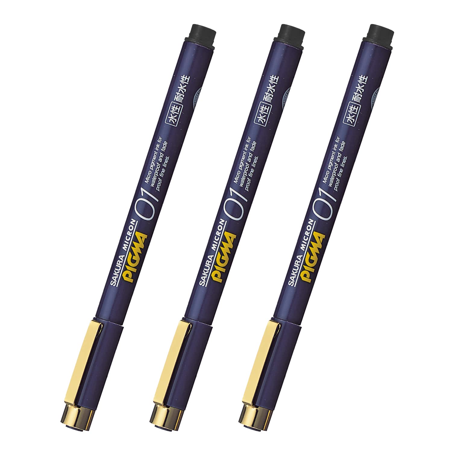 

Sakura Pen Pigma Black 01 Set of 3 Millimeter Pens Drafting Pens Cray-Pas Water-Based ESDK01#49(3) чёрный