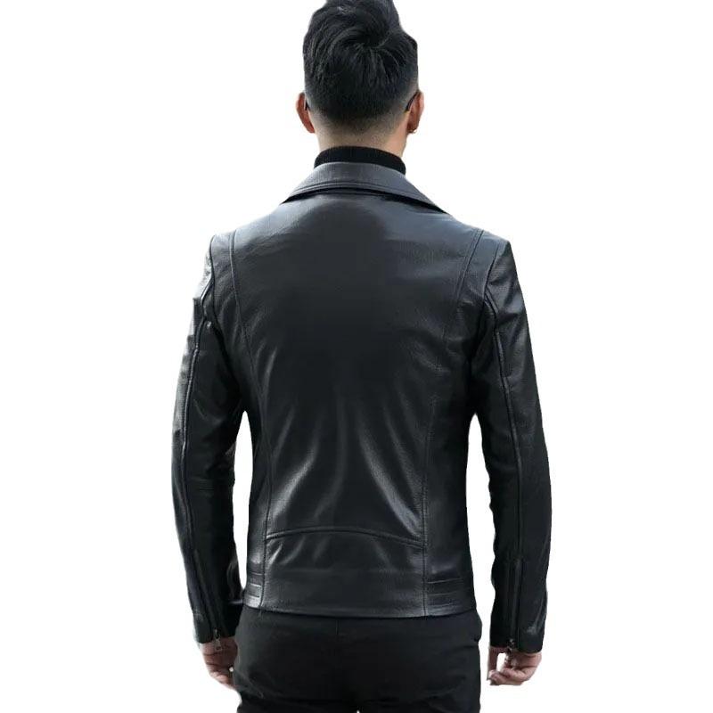 Nowa skórzana kurtka męska wiosenna w stylu koreańskim, dopasowana, młodzieżowa, motocyklowa, elegancka kurtka