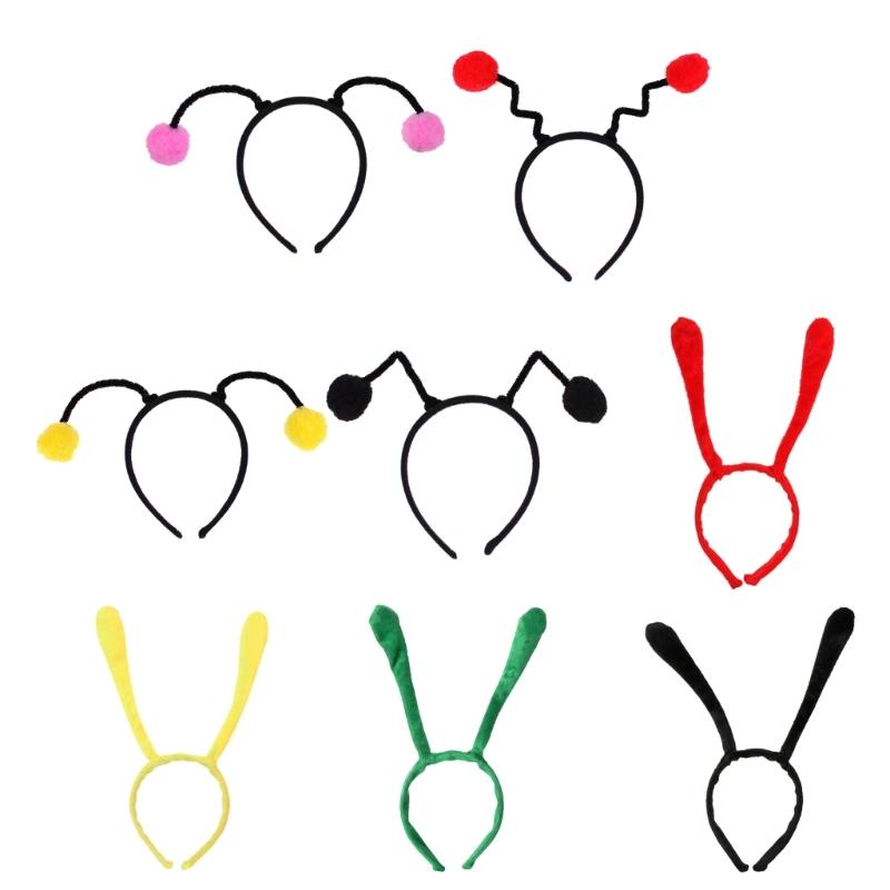 Cute Cartoon Bee Pompom Antenna Hair Hoop Woman Hot Girls Makeup Headband for Children Day Cosplay Hair Accessories