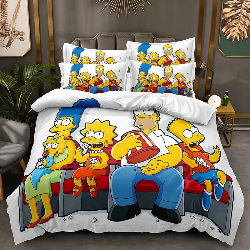 Funny Animation The Simpsons Duvet Cover Microfiber Bedding Set 3D Print Duvet Quilt Cover With Gifts Suitable for Boy and Girls