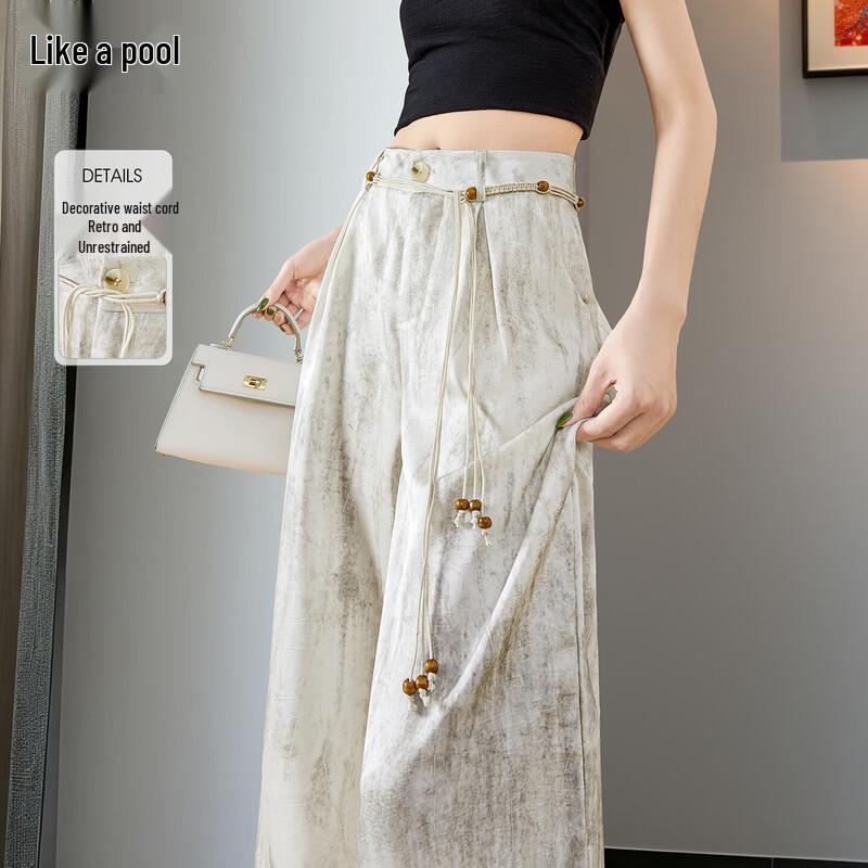 Women s Drapey High-Waisted Wide-Leg Casual Pants XL