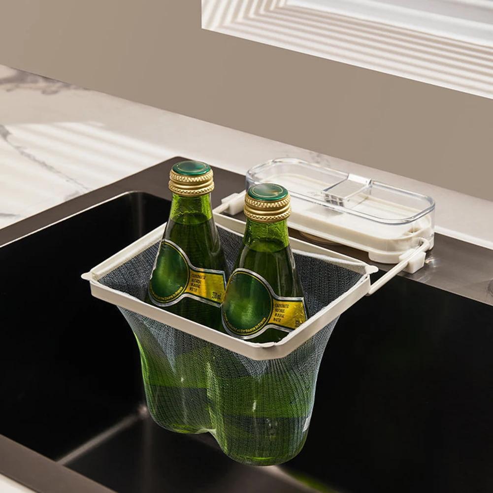 Faltbarer Spülbecken-Filterständer, Saugnapf-Spülbecken-Sieb-Netzbeutelständer, Wiederverwendbare Multifunktions-Abtropfständer für Obst Gemüse