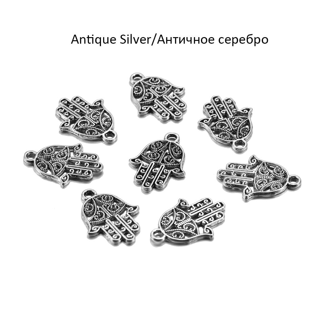 20pcs/lot Antique Bronze Plated Charms Hamsa Palm Protection Pendant for Bracelet Necklace Handmade Jewelry 21x15mm