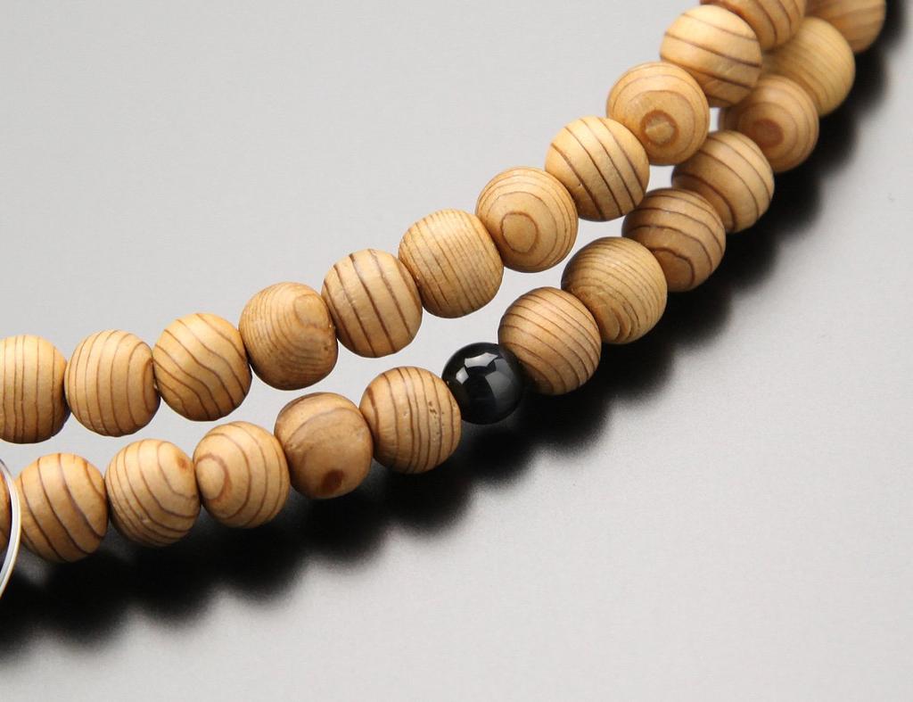 Nenju dot com Rinzai sect prayer beads for men Shakuni Yaku cedar blue tiger eye stone cord tassel prayer beads Zen sect Kyoto prayer beads 108 beads