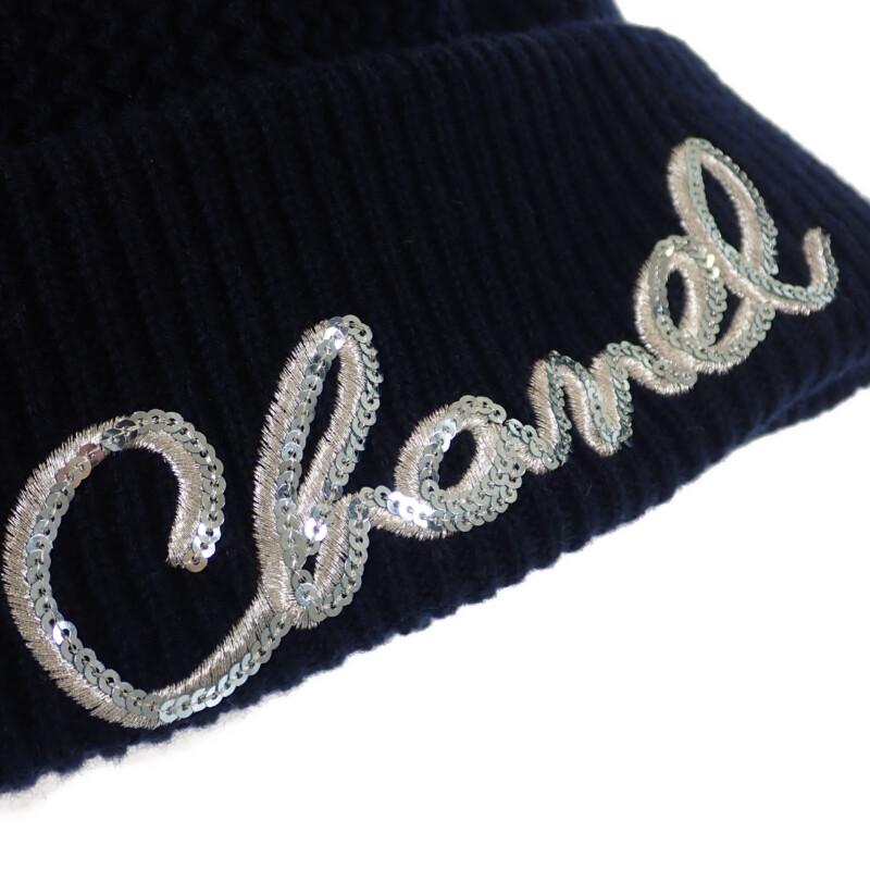 Chanel AA8313 Knit Cap Navy Cashmere Women