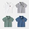 Boy's Short-Sleeved T-shirt Clothes Children's Summer Clothing Children's Embroidery Bear Polo Shirt Baby Boy Half Sleeve Polo Collar Top