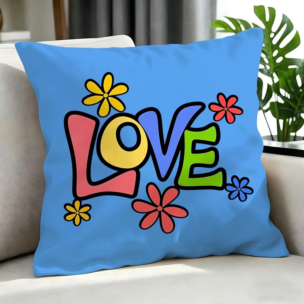 CColorful Heart Floral Love Text Cushion Cover Cushion Cover Set Pcs x x x Pillowcase Decorative Sofa Home Decor