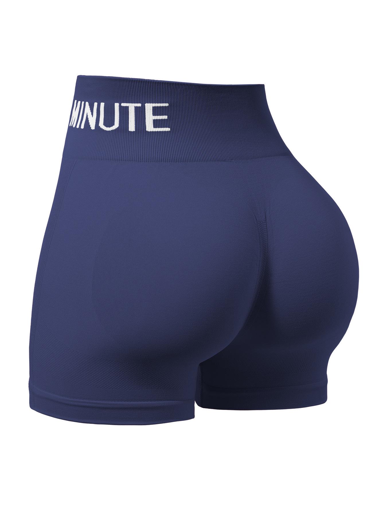 

European-American Seamless High-Rise Three-Quarter Fitness Shorts with Butt Lifting Effect XL темно-синього кольору
