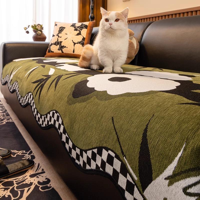 

2025 новый неровный диванный подушка кофейного цвета универсальный для четырех сезонов нескользящий особой формы легкая роскошь высококачественный кожаный чехол 90*90cm