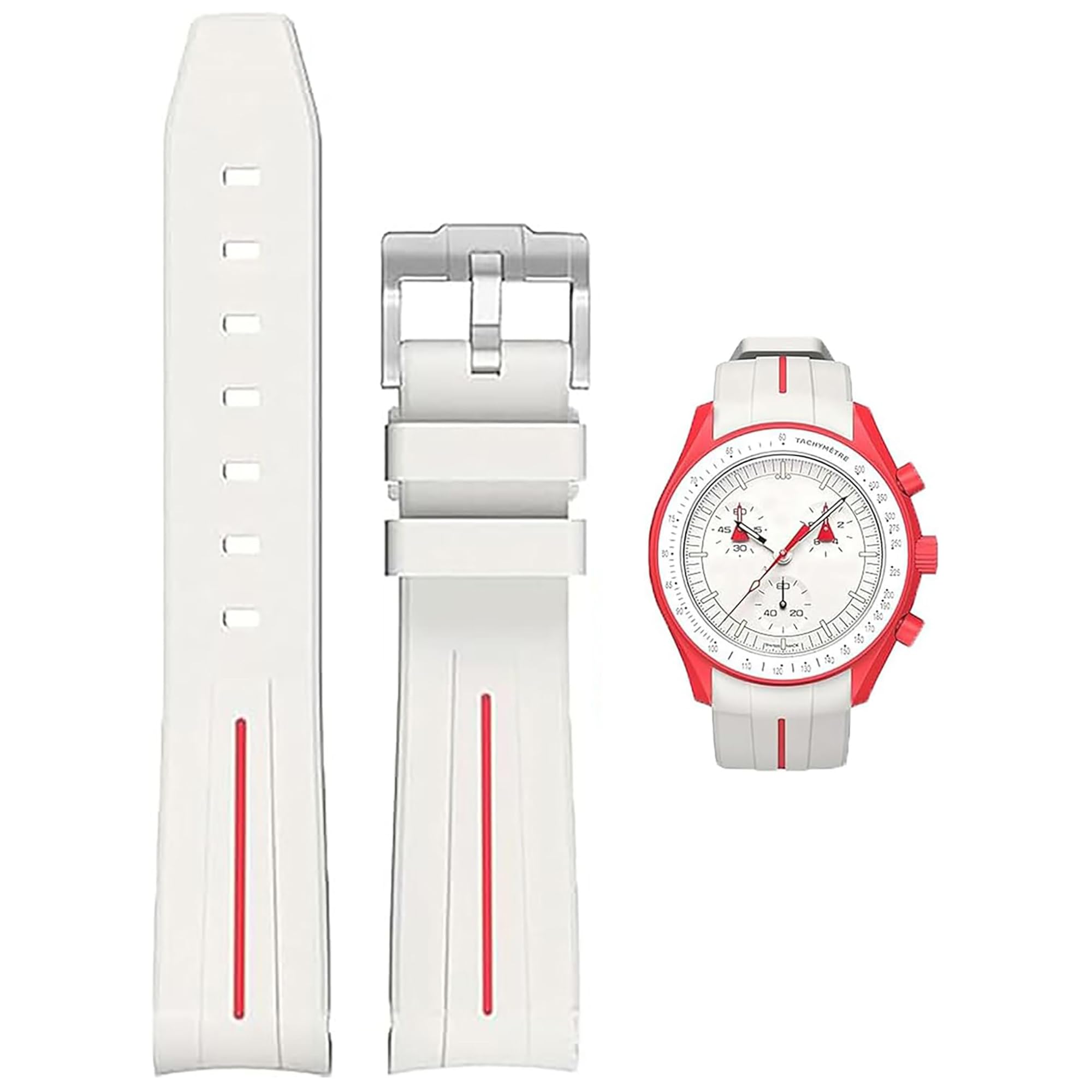 

Ремешок для часов 20 мм для и резиновый ремешок для часов с силиконовым водонепроницаемым и включает инструмент для регулировки и пружину Omega, Swatch, MoonSwatch, Omega,