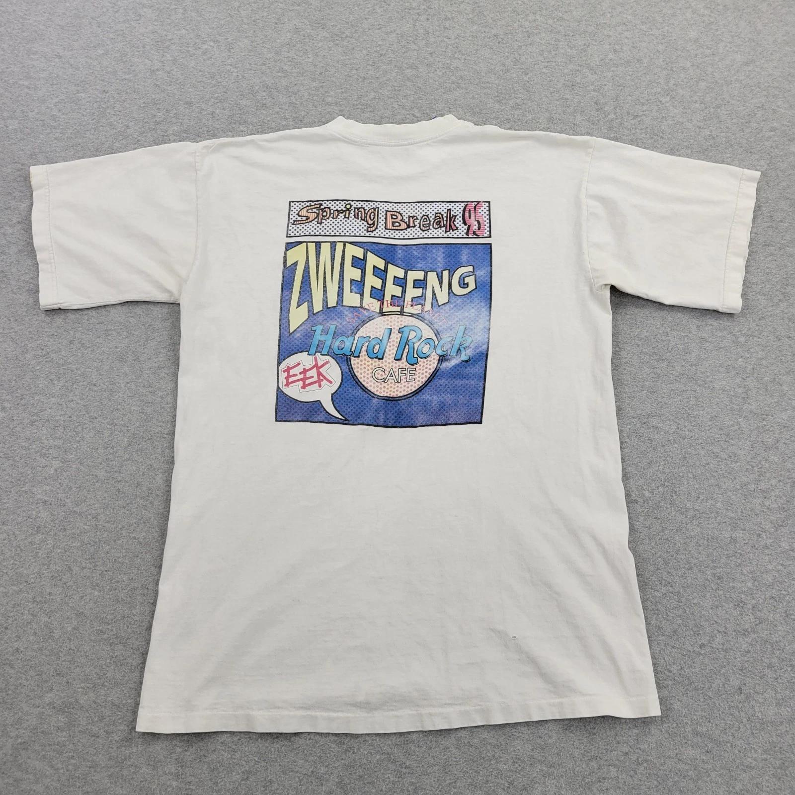 Hard Rock Cafe Shirt Mens Large VTG 90s White Spring Break 95 Graphic L