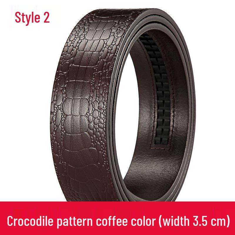 Men's Bamboo Lychee Crocodile Pattern Leather Belt with Buckle