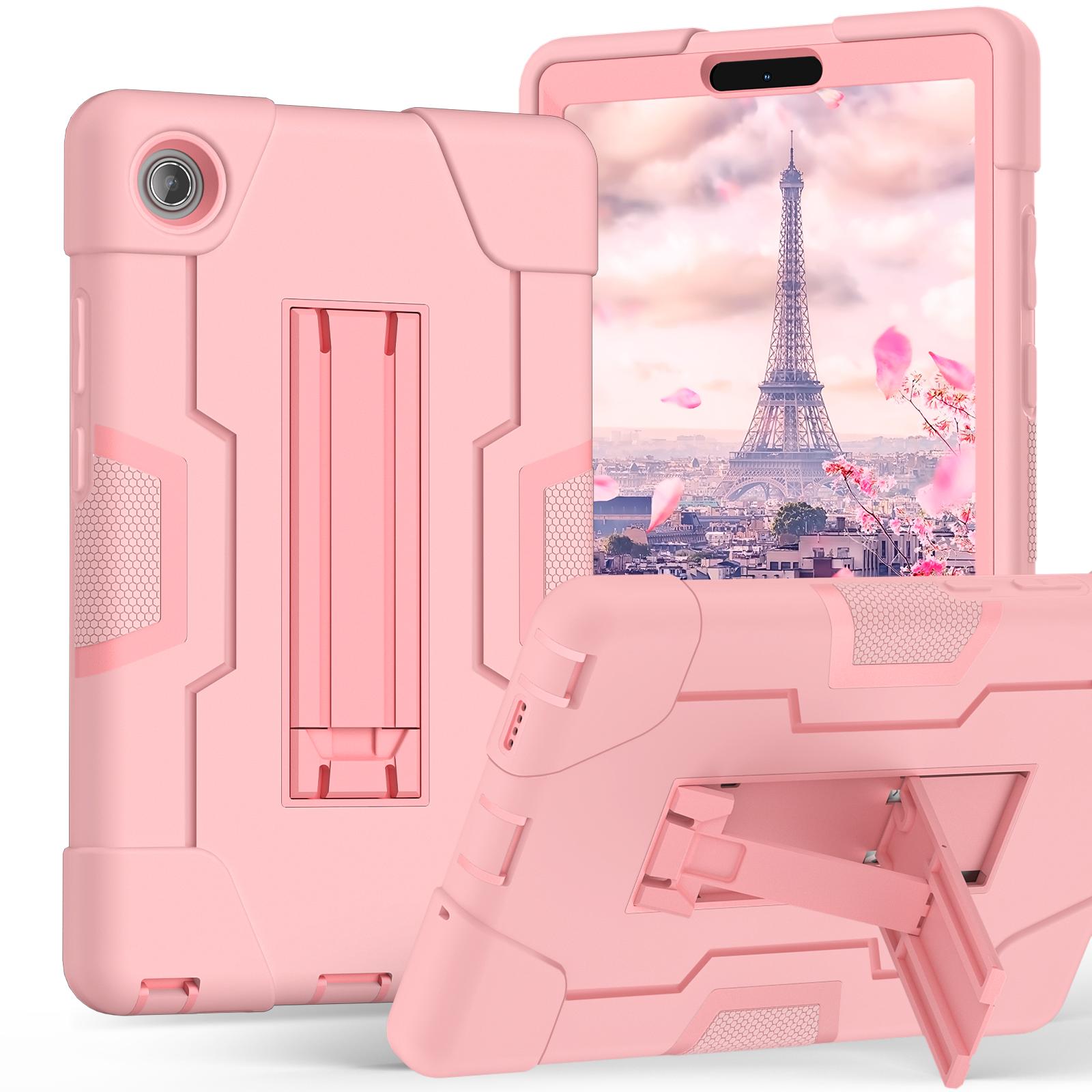 

Kickstand Tablet Case for Lenovo Tab One (K9) 2025 8.7inch Model TB305FU PC-Silicone 3-Layers Rugged Heavy Duty Cover Shockproof Tab One (K9) TB305FU розового золота