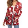 Women's Fashion Christmas Print Long-Sleeved Pocketed Slim-Fit Cardigan Coat