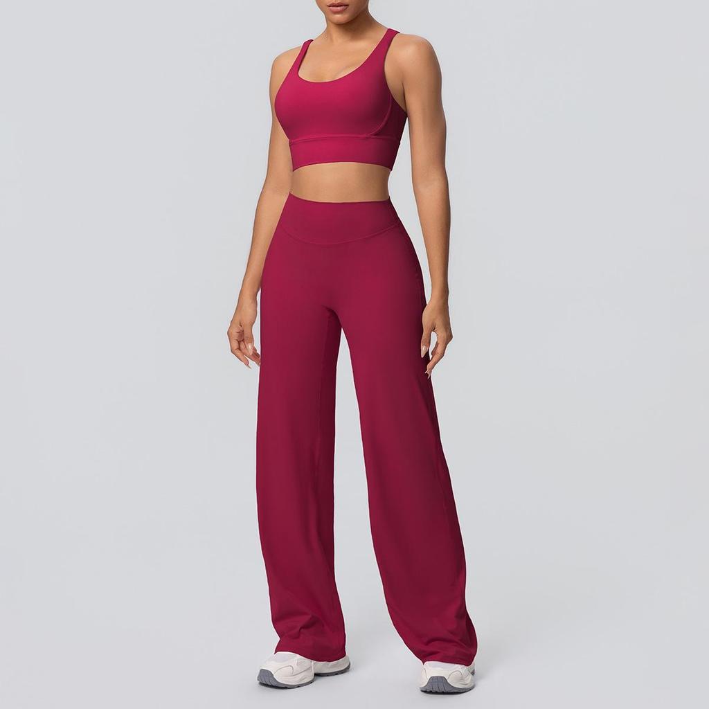 Sexy Sport-BH mit Kreuzrücken & High-Waist Yoga-Hosen Set - Schnelltrocknende Fitnessbekleidung