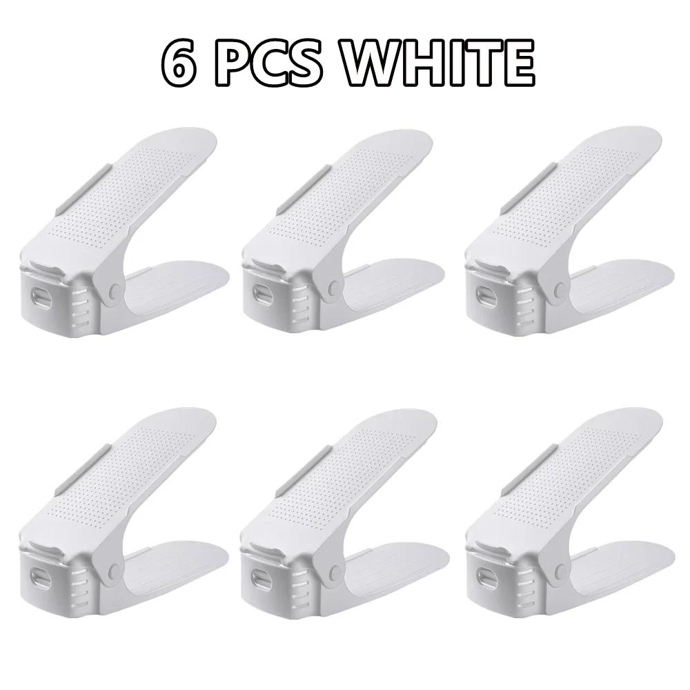 1/6Pcs Durable Adjustable Shoe Organizer Footwear Support Slot Space Saving Cabinet Closet Stand Shoes Storage Rack Shoebox