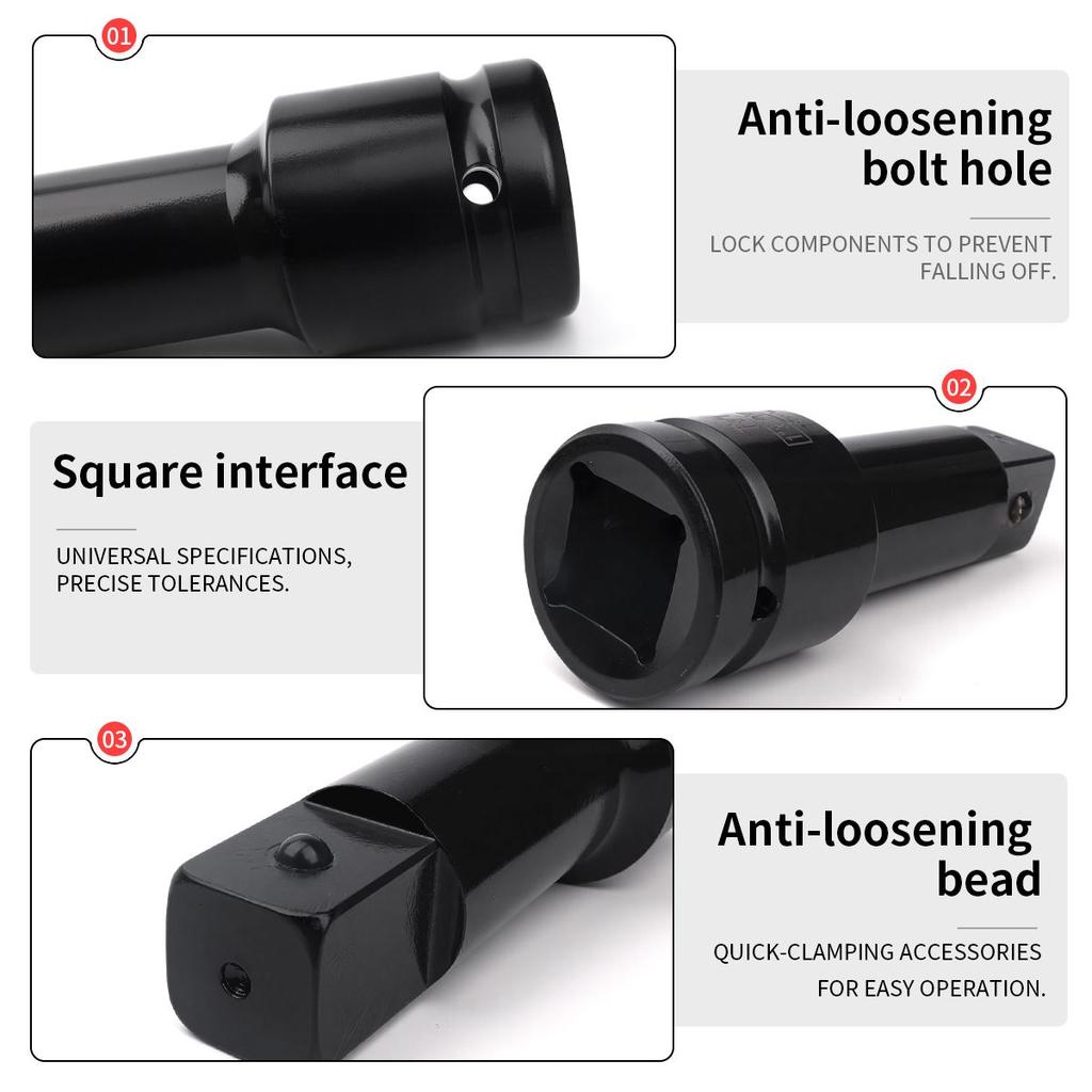 1Pc Heavy Duty Long Extension Bar Ratchet Wrench Impact Socket Extender Pneumatic Tool  1/2 3/4 1 Inch 75 125 150 200 300 400mm
