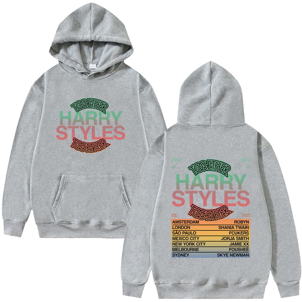 

HarryStyle Together Tour 2026 Hoodies Long Sleeve Hooded Sweatshirts Trendy Women Men Clothing Casual Pullovers High Street XS сірий