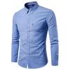 Autunno Nuovo Camicia da Uomo Oxford Filato Slim Fit Tinta Unita Camicia da Uomo Camicia a Maniche Lunghe da Uomo