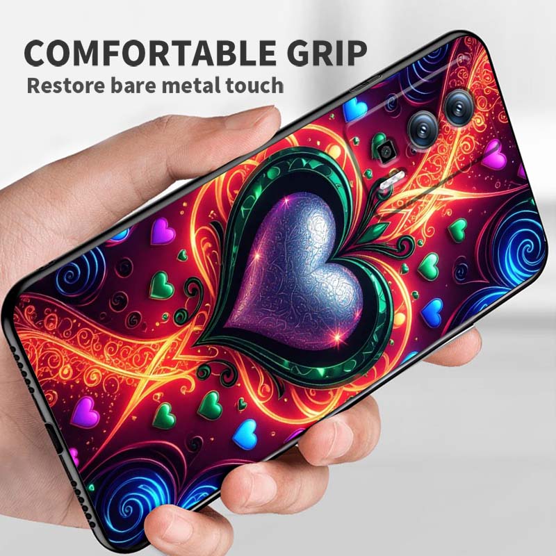 Luxurious Love Design Art For Xiaomi Redmi 12 13C 12C 13 10C 9T A2 9A 9C 7A Note 10S 8T 10 9 8 Pro 4G 5G Black Phone Case