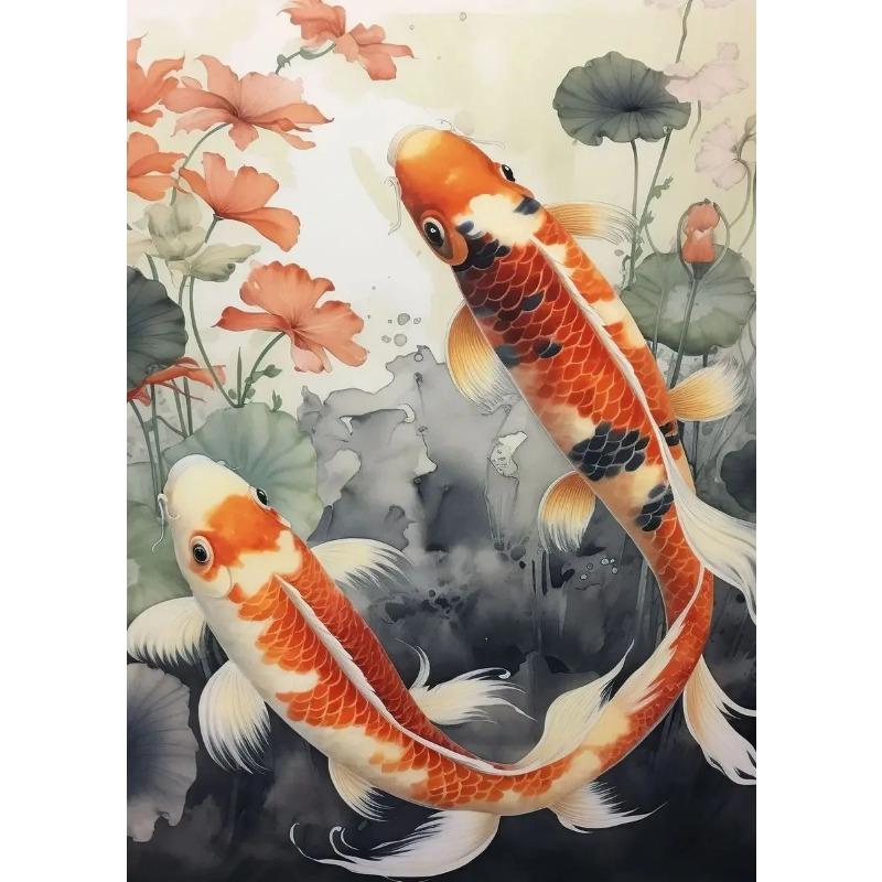 

Япония Красный Кои Золотой Карп Цветок Лотоса Пейзажные Постеры Принты Печать на Холсте Настенное Искусство Картина для Гостиной Домашний Декор 21cm×30cm NoFrame