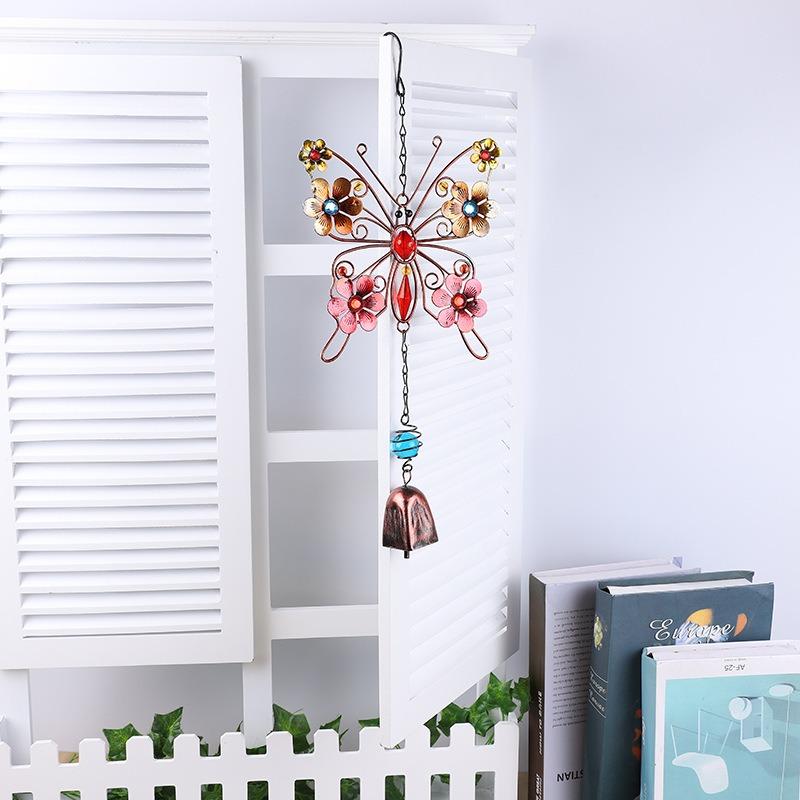 Metal Butterfly Wind Chime Rustproof Aluminum Tube Painted Craft Iron Art Hanging Ornament for Home Garden Yard Decor