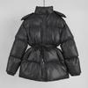 Manteaux à capuche en coton chaud pour femmes, mode, col montant, fermeture éclair, veste épaisse, vêtements d'extérieur féminins, vêtements d'extérieur pour le trajet