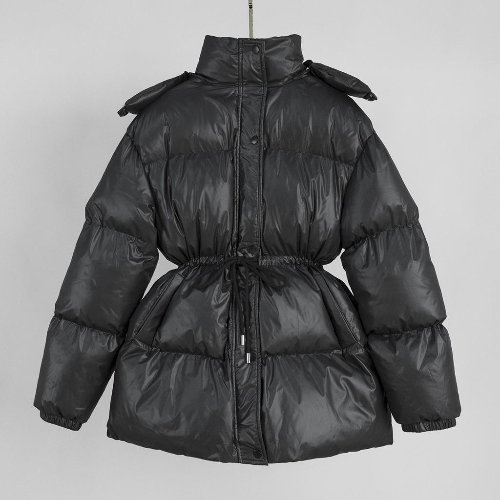 Manteaux à capuche en coton chaud pour femmes, mode, col montant, fermeture éclair, veste épaisse, vêtements d'extérieur féminins, vêtements d'extérieur pour le trajet