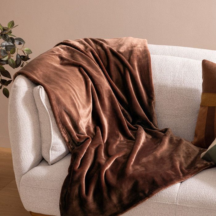 Couverture "Cuddly" 180 x 230 cm flanelle 550 g Atmosphera - Cuddly Marron -