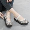 Fashion GKTINOO Genuine Leather Shoes Wedges Women Sandals 2025 New Spring Summer Hook & Loop Hollow Platform Sandals Large Size