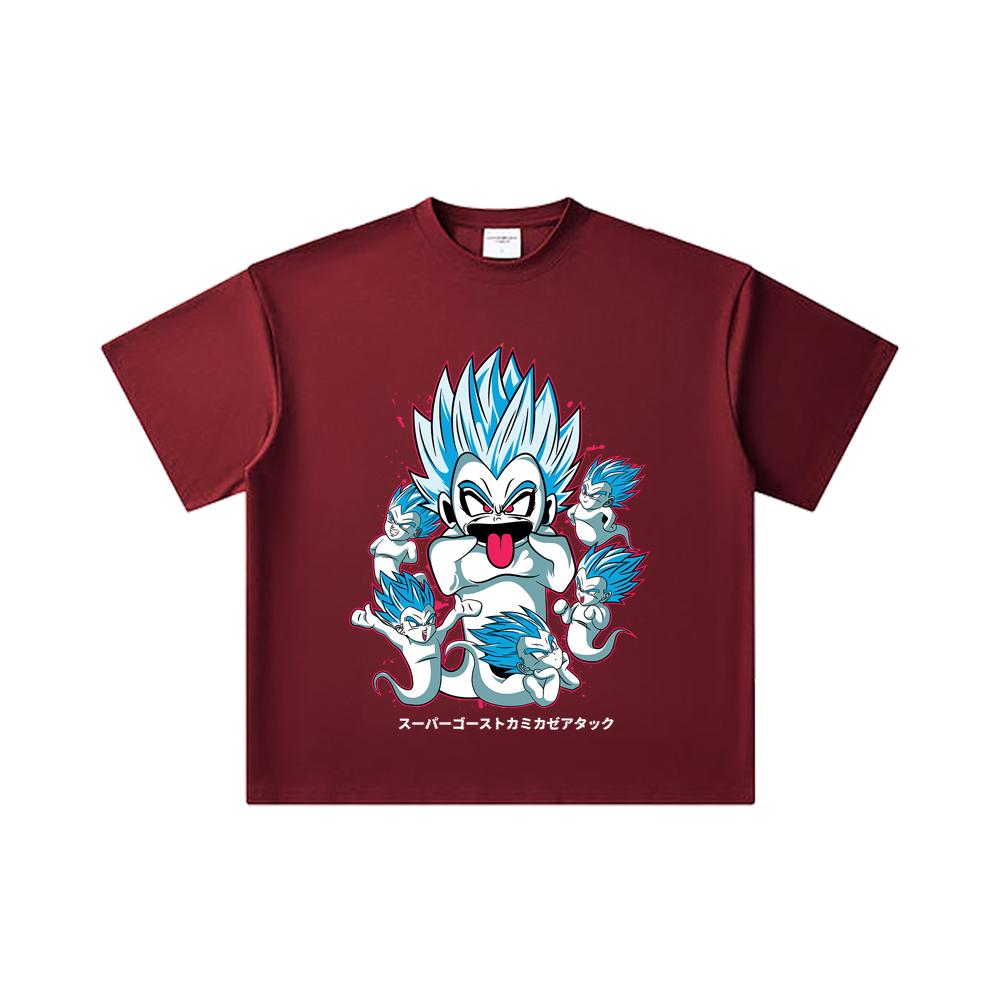 260 GSM Double Yarn 32 Count 100% Cotton Dragon Ball V55 Kamikaze Print Unisex Heavy Cotton T Shirt