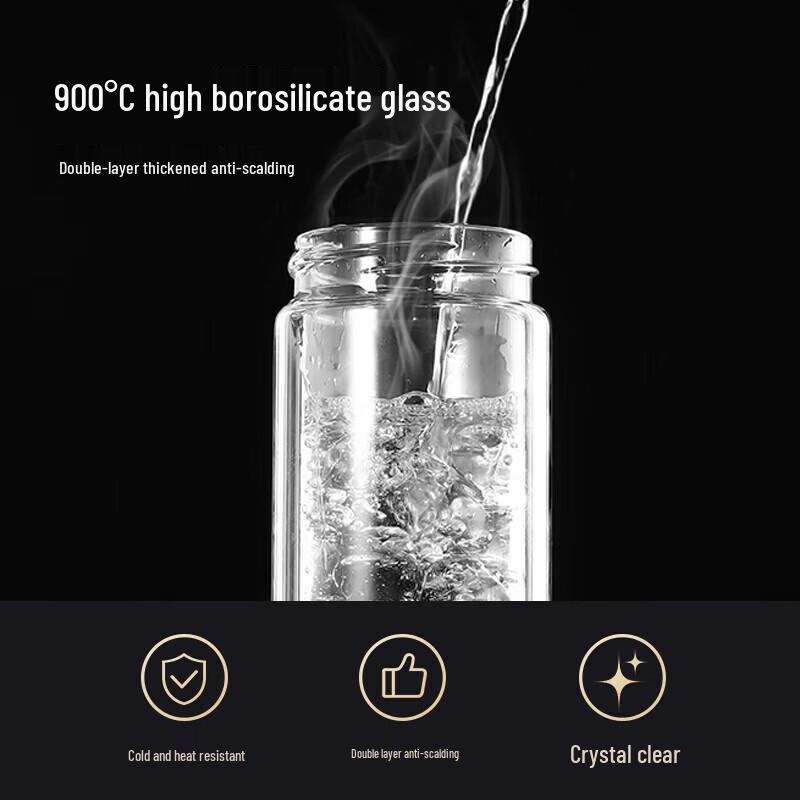 TOMIC Double-Layer Glass Cup with Tea Infuser