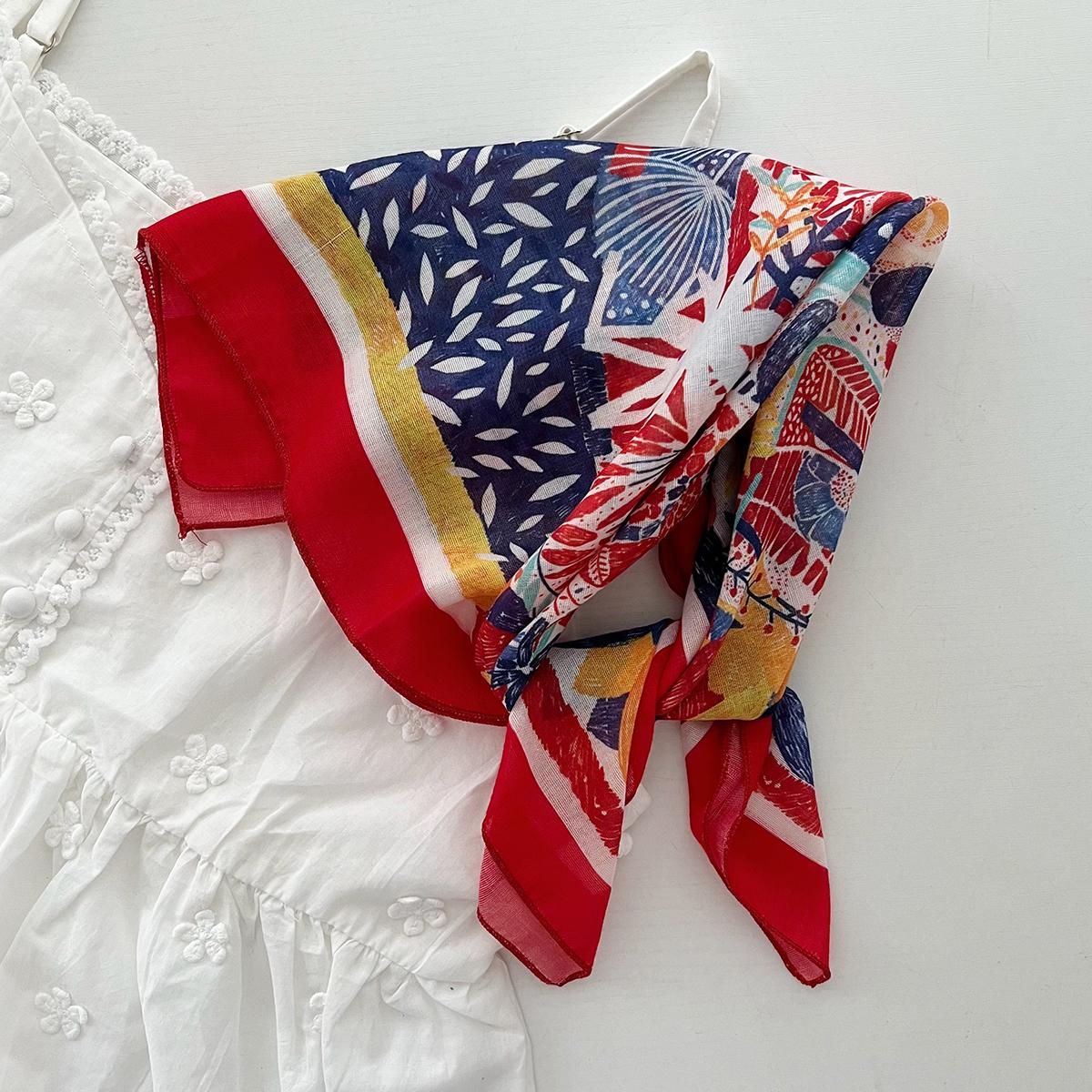 

Ретро деревенский маленький квадратный шарф французский художественный хлопковый и льняной шарф женский весенне-осенний летний солнцезащитный и солнцезащитный платок 58*58cm